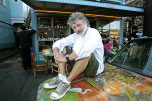 Weedsport Alumnus Jack Leonardi in front of his popular New Orleans restaurant, Jaques-Imos.