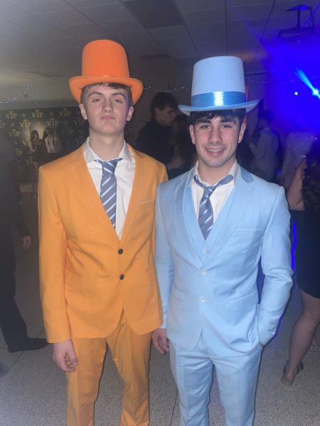 Braden Wood and Lincoln Vincent show off their semiformal outfits.